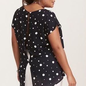 Torrid Navy Blue And White polka dot blouse